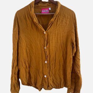 Big Bud Press Pantry Button Up Shirt Spicy Orange Mustard Size LARGE L/S Used